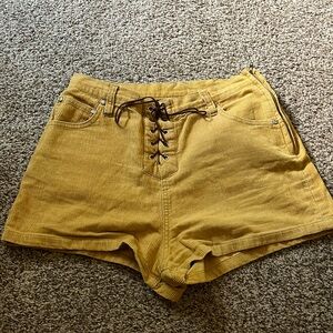 lace up corduroy shorts